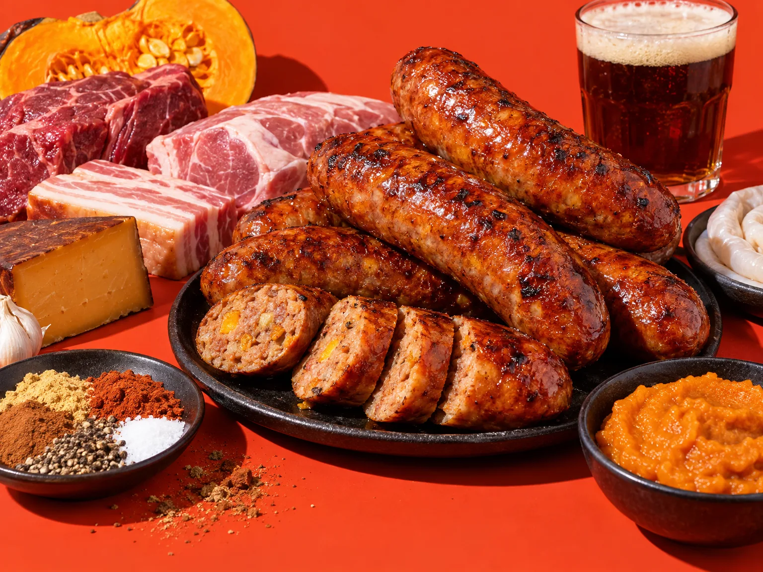 Pumpkin spiced Halloween hotlinks ready to serve