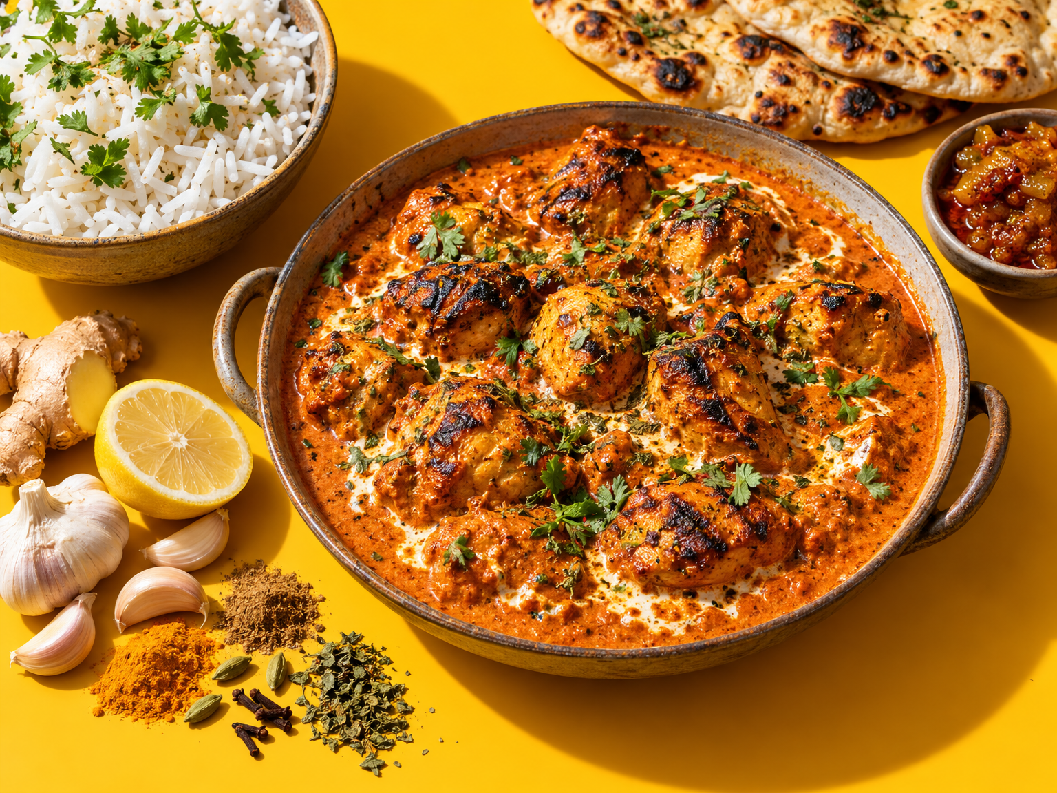 BBQ butter chicken ready to serve
