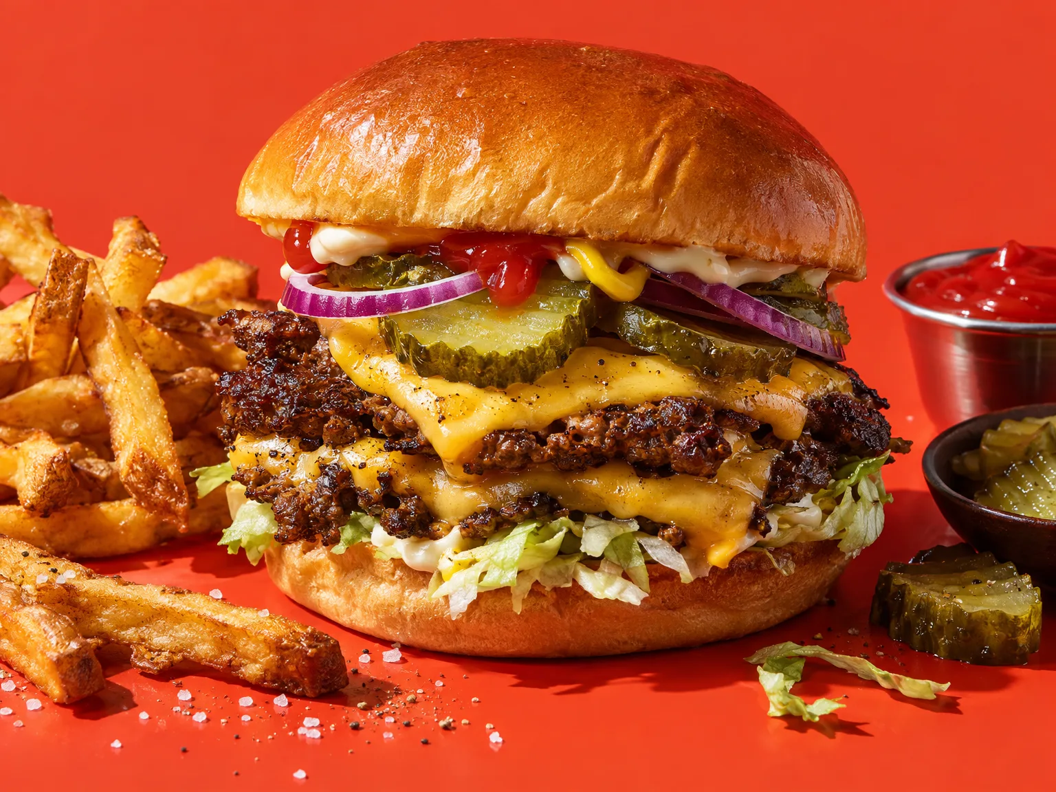 Simple smashburger ready to serve