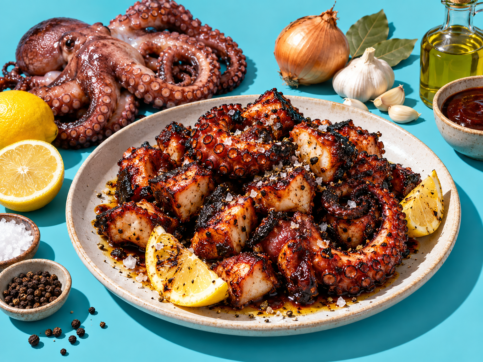 Octopus burnt ends ready to serve