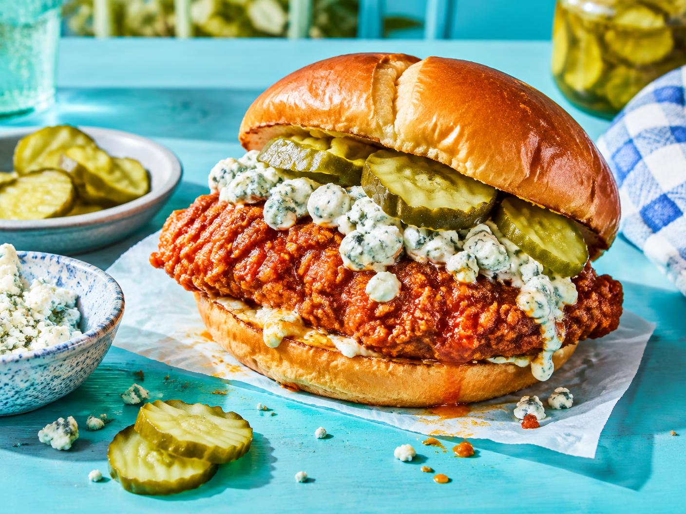 Nashville hot chicken in a loaf with blue cheese