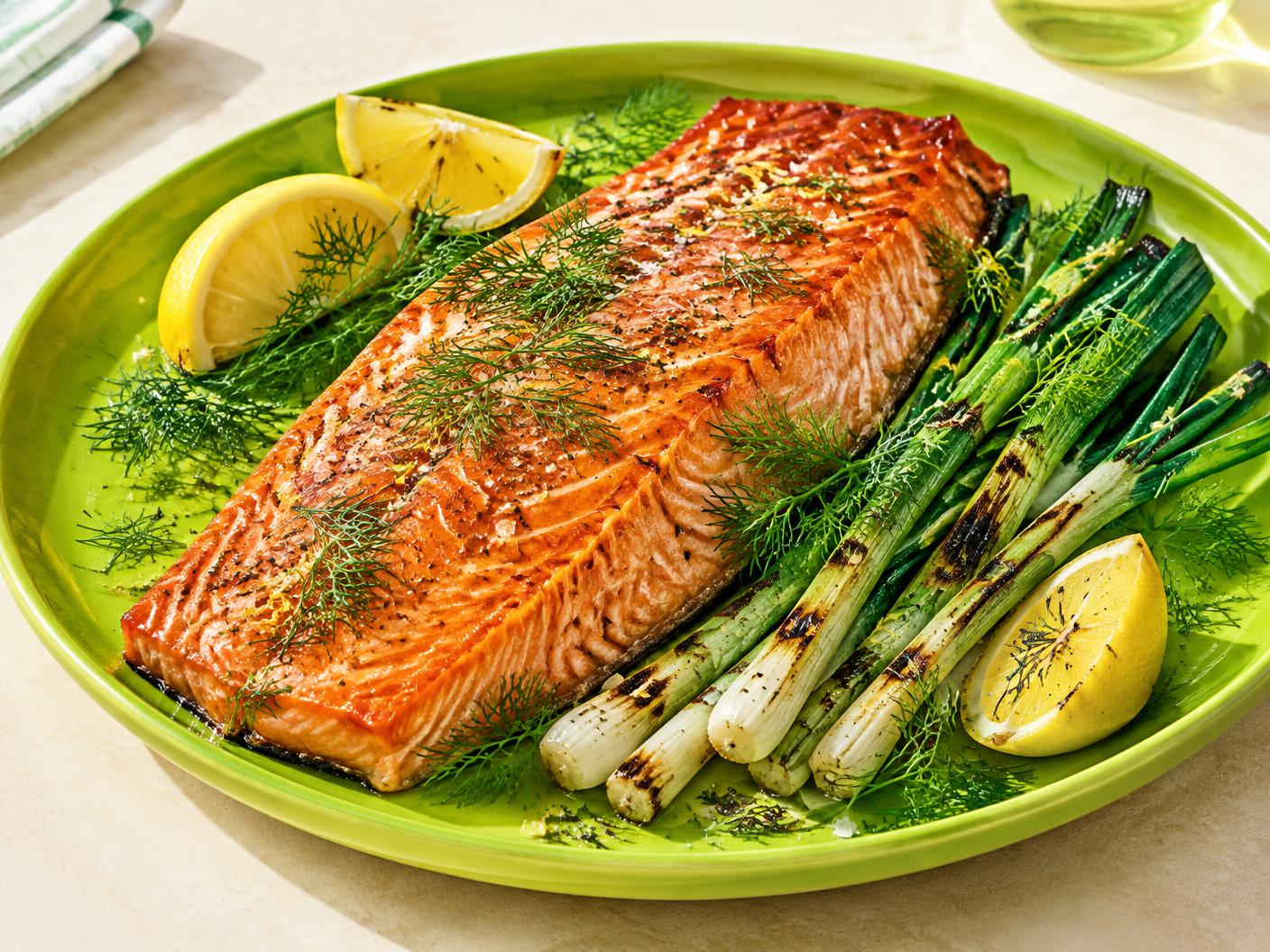 Hot smoked salmon fillet on a board
